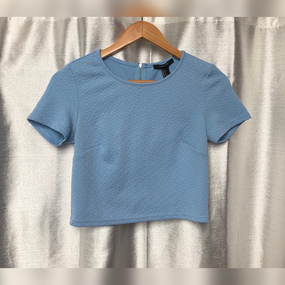 Pastel Blue Zip-Up Top